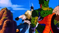 Android 18's punch misses Cell