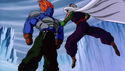 Piccolo punching Super Android 13 in the stomach