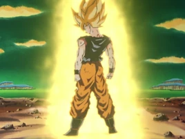 Son Goku direkt nach seiner ersten Verwandlung zum Super Saiyajin