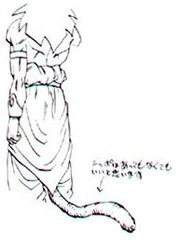 Broly's tail shown in a concept art by Akira Toriyama