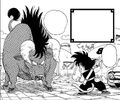 Goku and Oolong in bull form preparing to fight