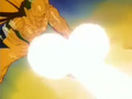 The Namekian fires his energy wave at Vegeta