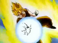 Super Saiyan Goku firing Ki Blasts at Android 13 in Super Android 13!