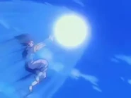 Super Vegetto realizando un pseudo Kamehameha Final.