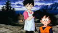 Videl and Goten introduce themselves to the Natade Village