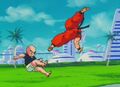 Yamcha kicks Krillin