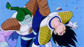 Zarbon kicks Vegeta away