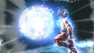 Ultra Instinct Goku launching his attack in Xenoverse 2