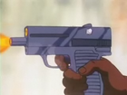 Staff Officer Black's gun (sort of resembles an IMI Micro Uzi) in Dragon Ball