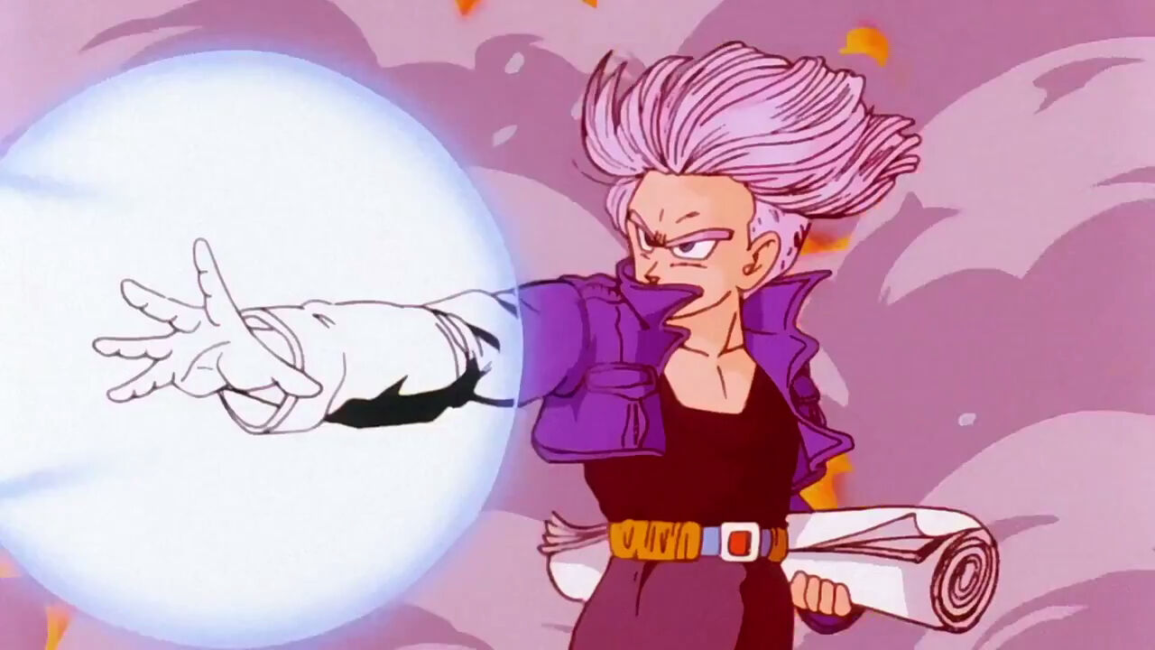 The VIZBIG edition of the Cell Saga has some very interesting colour  choices for Extreme Trunks. Seems like a red haired form had been thought  up way before BoG was conceived. 