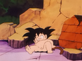 Goku awaking naked in rubble