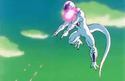 Frieza fires eye lasers and finger beams at Goku