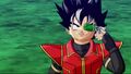 Beat wearing a Capsule Corp. green lens Scouter model in the God Mission 1 special trailer for Dragon Ball Heroes