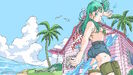 Loading Screen Artwork 93 depicting Bulma wearing her Camo Bikini in front of Kame House in Legendary Pack 1 DLC