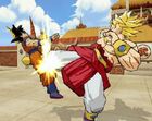 Broly kicking Goku