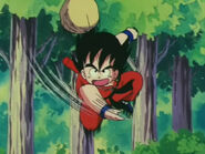 Goku le lanza la piedra