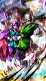 Alternate Character Illustration of Great Saiyaman 1 & 2 (Assist)(DBL27-05S) depicting Hirudegarn's Lower Half in the background in Dragon Ball Legends