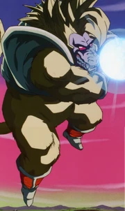 Golden Great Ape Baby Vegeta prepares a Super Galick Gun to finish Goku off