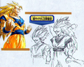 Super Saiyan 3 initial sketches featured in Daizenshuu 4