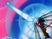 Goku lança um Kamehameha em Baby