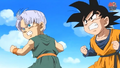 Trunks and Goten confront Abo and Kado