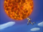 Frieza tries to kill destroy Future Trunks along with the earth with the Supernova