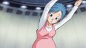 Bulma performing exercises to help with her birth