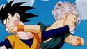 Goten and Trunks punching each other