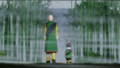 Tien and Chiaotzu leaving an area near the school