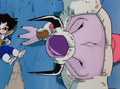 Frieza kicks gohan in the stomach