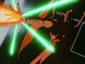 Nouva Shenron blasts a statue with his Energy Wave