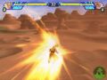 Goku charges at Majin Vegeta with a Dragon Dash