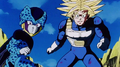 Trunks and Cell Jr. stop fighting from Gohan's power