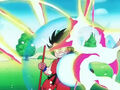 Goku uses a Energy Shield to protect itself from King Piccolo's Scatter Finger Beam