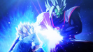 SS Rage Future Trunks using the sword to perform Final Hope Slash against Grotesque Zamasu in Xenoverse 2