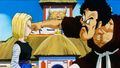 Mr. Satan punches Android 18, with no effect