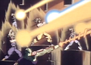 Vegeta (top left) firing Final Flash at Hatchiyack in Plan to Eradicate the Saiyans (1993)
