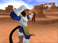 Great Ape Vegeta uses his Grapple Throw on Goku