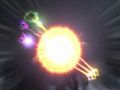 The Z Fighters engage in a beam struggle with the villains