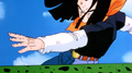 Android 17 dodges Cell's tail