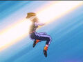 "Mighty Mask"'s Big Tree Cannon passes by Android 18