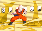 Krillin confronts Cell on a plane