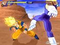 Goku dodges Majin Vegeta's attacks