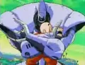 A Cyclopian Guard bearhugs Krillin