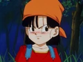 Pan blushes after seeing Kid Goku naked