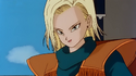 Android 18 in the Lucky Foods van