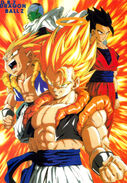 Super Gogeta, Gotenks Super Saiyan3, Gohan Definitivo y Piccolo.