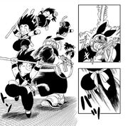 Goku uses his speed to evade the other Rabbit Mob member