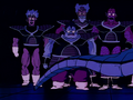 Frieza's subordinates watches Frieza's new mechanical tail with fear