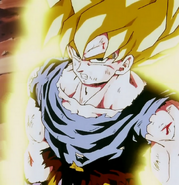 Goku recien transformado en Super Saiyajin, por la muerte de Krilin